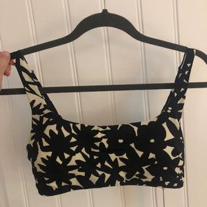 Everlane Black and White Floral Bikini top